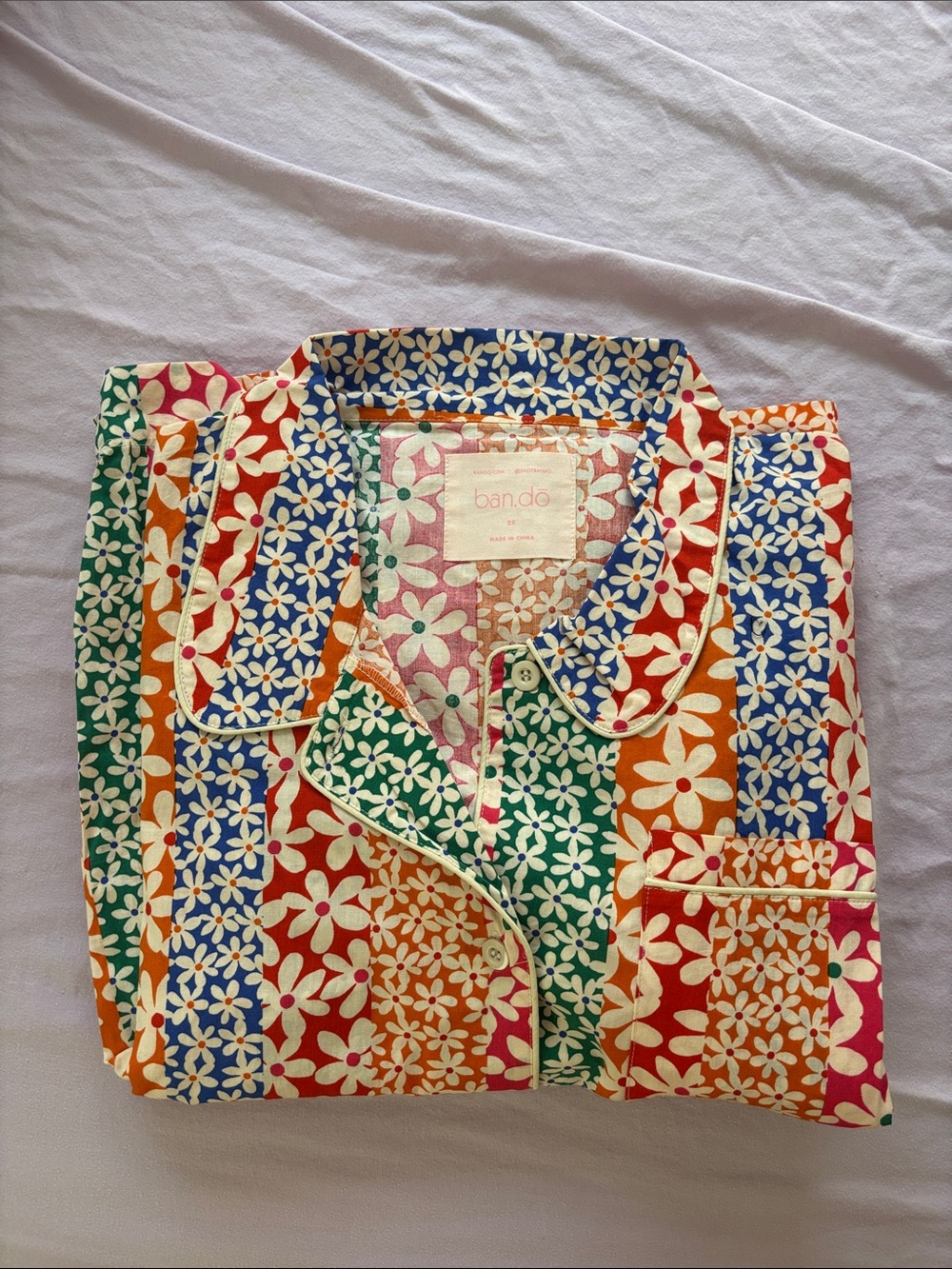 ban.do Multicolor Floral Striped Pajama Top